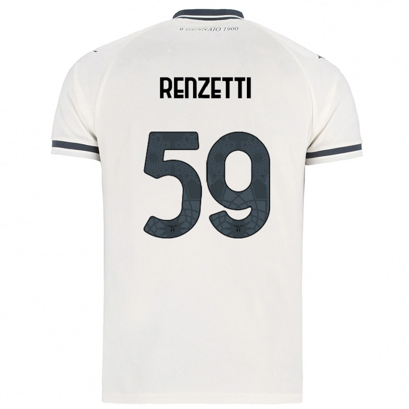Danxen Bambino Maglia Davide Renzetti #59 Bianco Blu Navy Kit Gara Away 2025/26 Maglietta