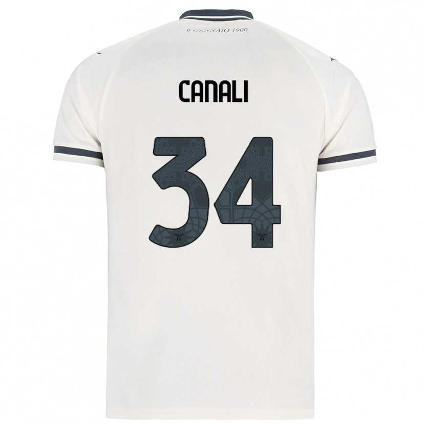 Danxen Bambino Maglia Giorgio Canali #34 Bianco Blu Navy Kit Gara Away 2025/26 Maglietta
