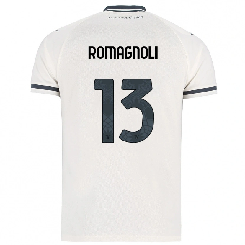Danxen Bambino Maglia Alessio Romagnoli #13 Bianco Blu Navy Kit Gara Away 2025/26 Maglietta