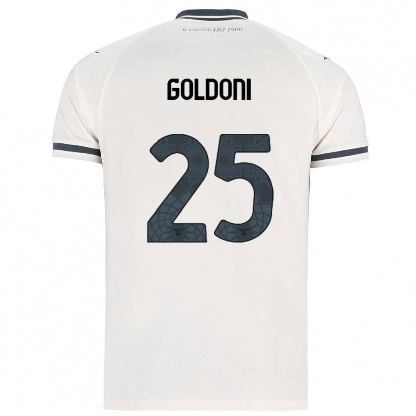 Danxen Bambino Maglia Eleonora Maria Goldoni #25 Bianco Blu Navy Kit Gara Away 2025/26 Maglietta