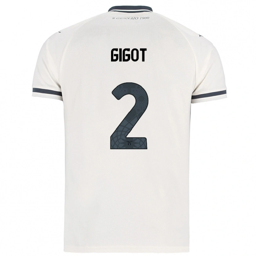 Danxen Bambino Maglia Samuel Gigot #2 Bianco Blu Navy Kit Gara Away 2025/26 Maglietta