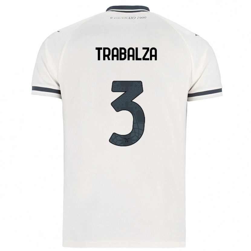 Danxen Bambino Maglia Alessandro Trabalza #3 Bianco Blu Navy Kit Gara Away 2025/26 Maglietta