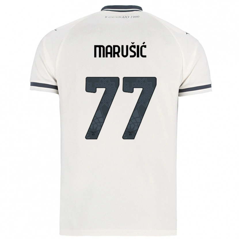 Danxen Bambino Maglia Adam Marusic #77 Bianco Blu Navy Kit Gara Away 2025/26 Maglietta