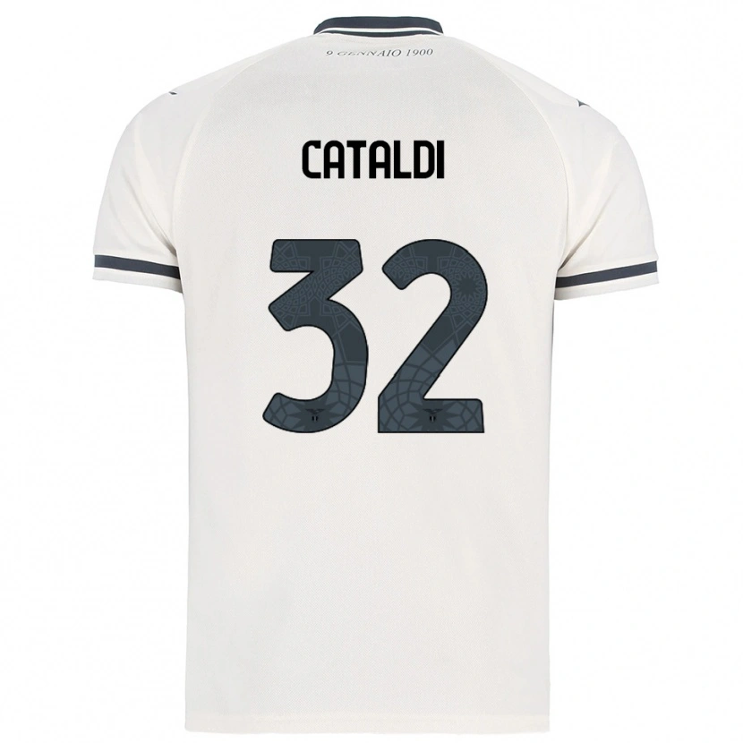 Danxen Bambino Maglia Danilo Cataldi #32 Bianco Blu Navy Kit Gara Away 2025/26 Maglietta