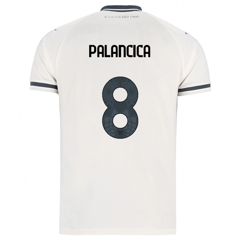 Danxen Bambino Maglia Cristian Palancica #8 Bianco Blu Navy Kit Gara Away 2025/26 Maglietta