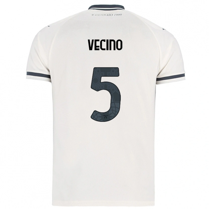 Danxen Bambino Maglia Matías Vecino #5 Bianco Blu Navy Kit Gara Away 2025/26 Maglietta