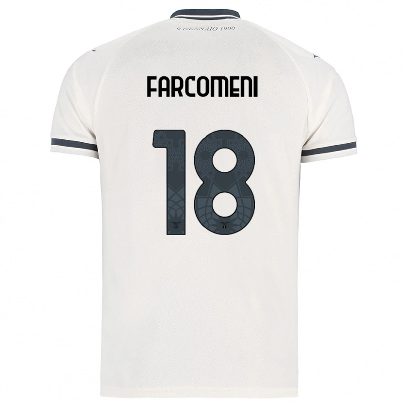 Danxen Bambino Maglia Valerio Farcomeni #18 Bianco Blu Navy Kit Gara Away 2025/26 Maglietta