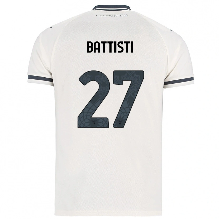 Danxen Bambino Maglia Valerio Battisti #27 Bianco Blu Navy Kit Gara Away 2025/26 Maglietta