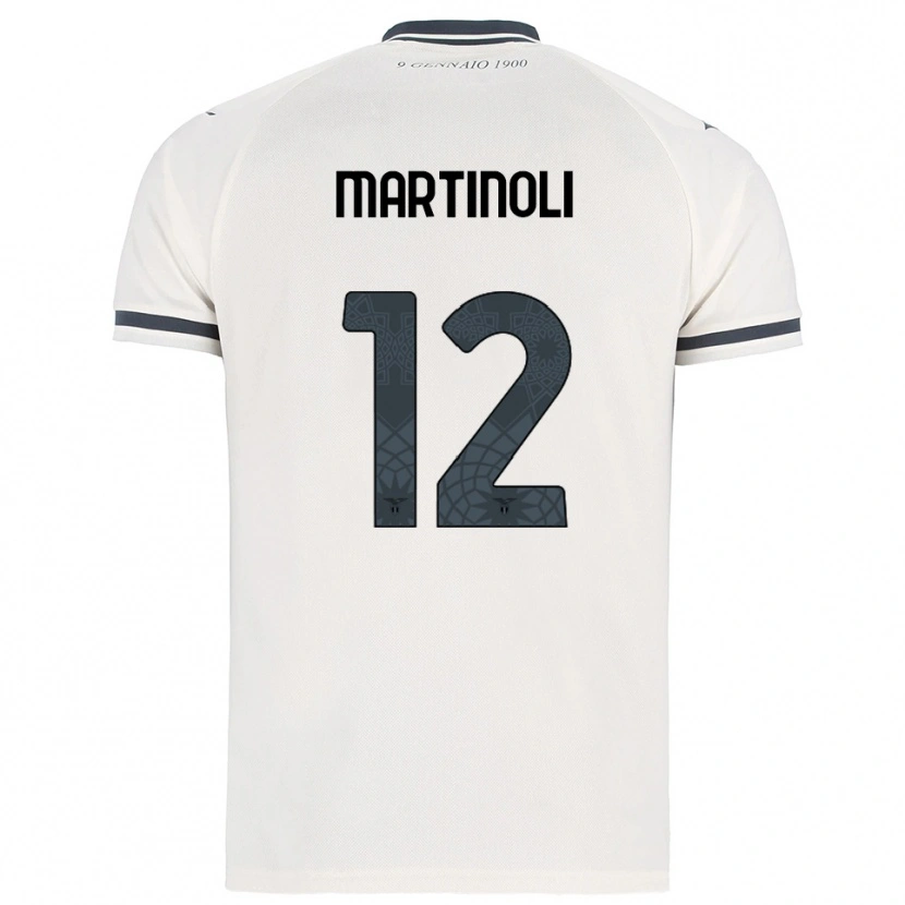 Danxen Bambino Maglia Elettra Martinoli #12 Bianco Blu Navy Kit Gara Away 2025/26 Maglietta