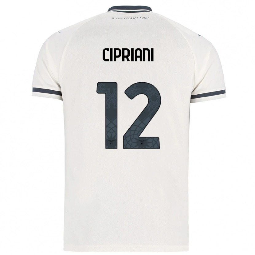 Danxen Bambino Maglia Alessio Cipriani #12 Bianco Blu Navy Kit Gara Away 2025/26 Maglietta