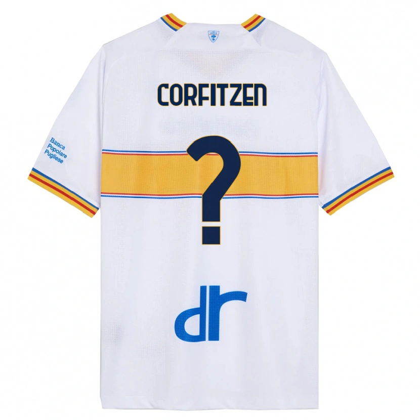 Danxen Bambino Maglia Jeppe Corfitzen #0 Bianco Giallo Kit Gara Away 2025/26 Maglietta