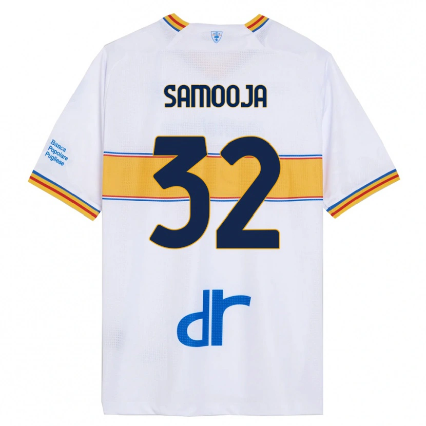 Danxen Bambino Maglia Jasper Samooja #32 Bianco Giallo Kit Gara Away 2025/26 Maglietta