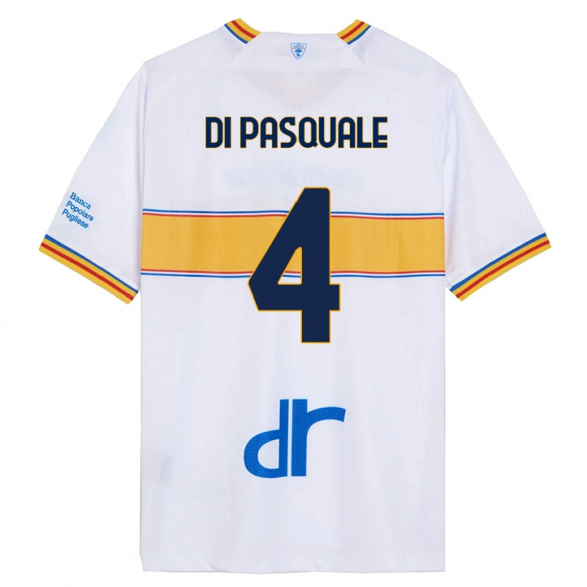 Danxen Bambino Maglia Alessandro Di Pasquale #4 Bianco Giallo Kit Gara Away 2025/26 Maglietta