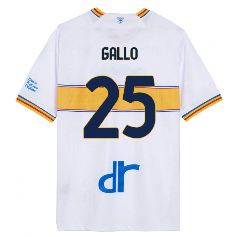 Danxen Bambino Maglia Antonino Gallo #25 Bianco Giallo Kit Gara Away 2025/26 Maglietta