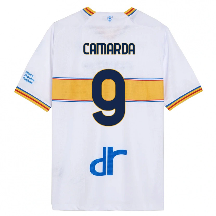 Danxen Bambino Maglia Francesco Camarda #9 Bianco Giallo Kit Gara Away 2025/26 Maglietta