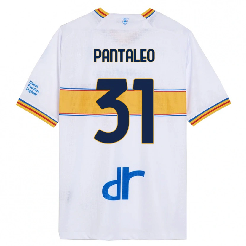 Danxen Bambino Maglia Dario Pantaleo #31 Bianco Giallo Kit Gara Away 2025/26 Maglietta
