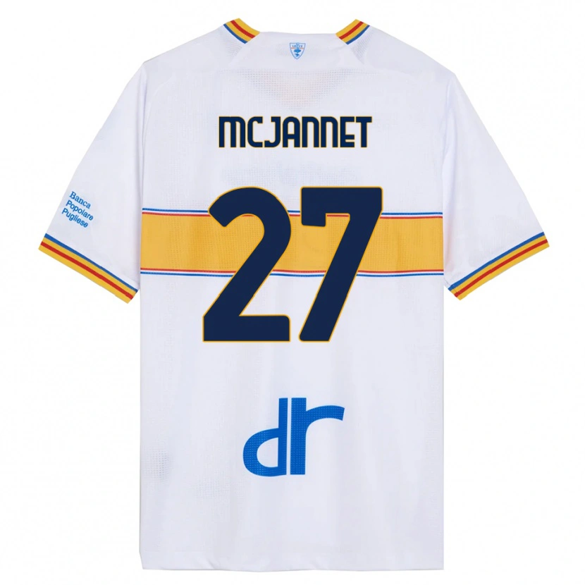 Danxen Bambino Maglia Ed Mcjannet #27 Bianco Giallo Kit Gara Away 2025/26 Maglietta