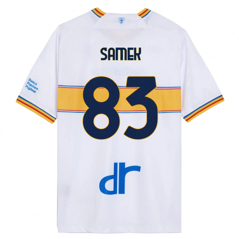 Danxen Bambino Maglia Daniel Samek #83 Bianco Giallo Kit Gara Away 2025/26 Maglietta