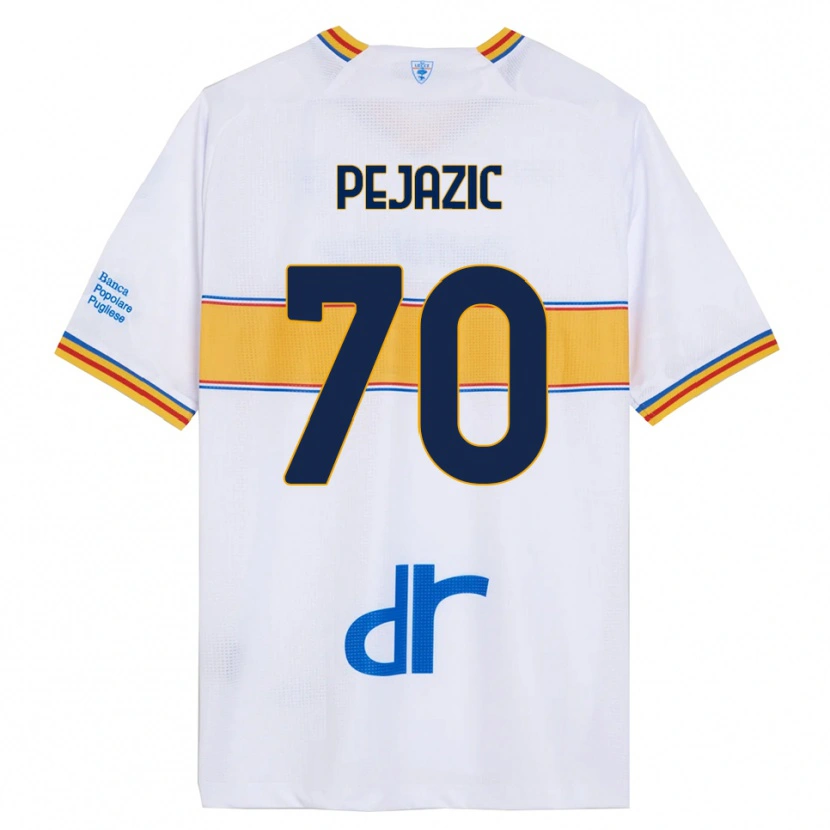 Danxen Bambino Maglia Mario Pejazic #70 Bianco Giallo Kit Gara Away 2025/26 Maglietta