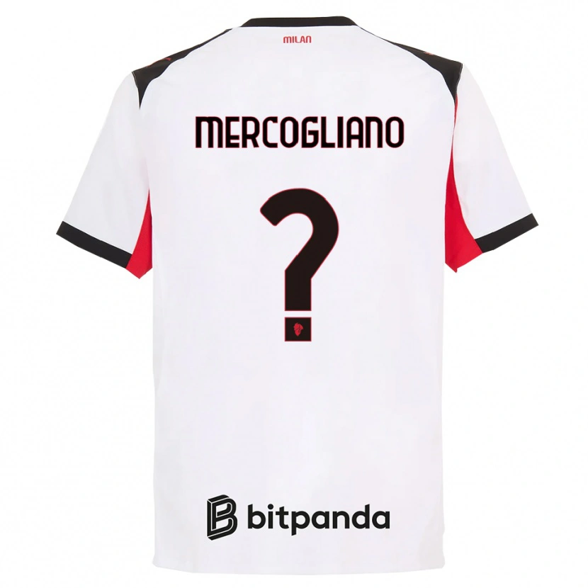 Danxen Bambino Maglia Mattia Mercogliano #0 Bianco Nero Kit Gara Away 2025/26 Maglietta