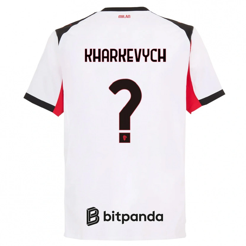 Danxen Bambino Maglia Yaroslav Kharkevych #0 Bianco Nero Kit Gara Away 2025/26 Maglietta