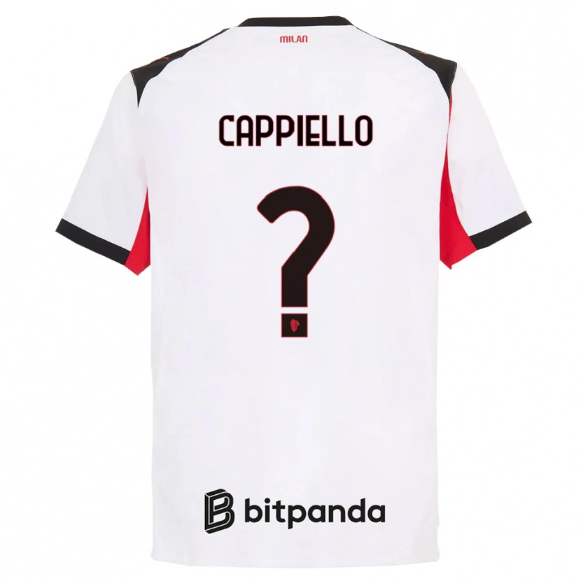 Danxen Bambino Maglia Flavio Cappiello #0 Bianco Nero Kit Gara Away 2025/26 Maglietta