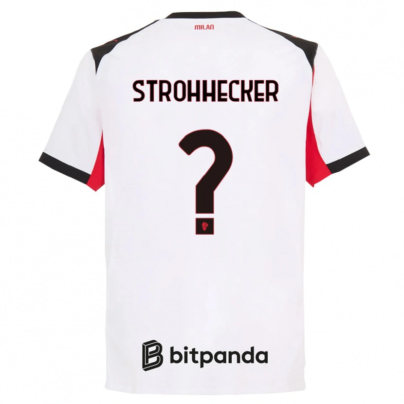 Danxen Bambino Maglia Riccardo Strohhecker #0 Bianco Nero Kit Gara Away 2025/26 Maglietta