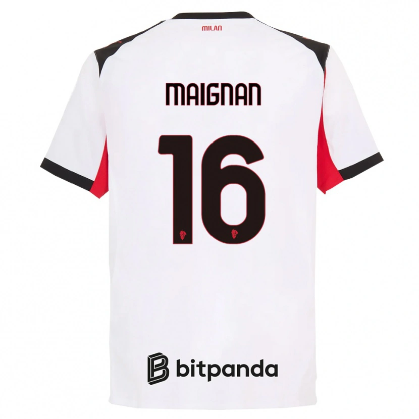 Danxen Bambino Maglia Mike Maignan #16 Bianco Nero Kit Gara Away 2025/26 Maglietta