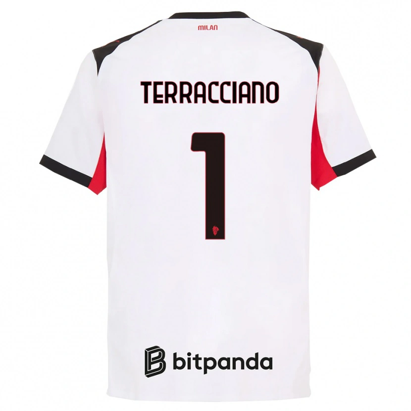 Danxen Bambino Maglia Pietro Terracciano #1 Bianco Nero Kit Gara Away 2025/26 Maglietta