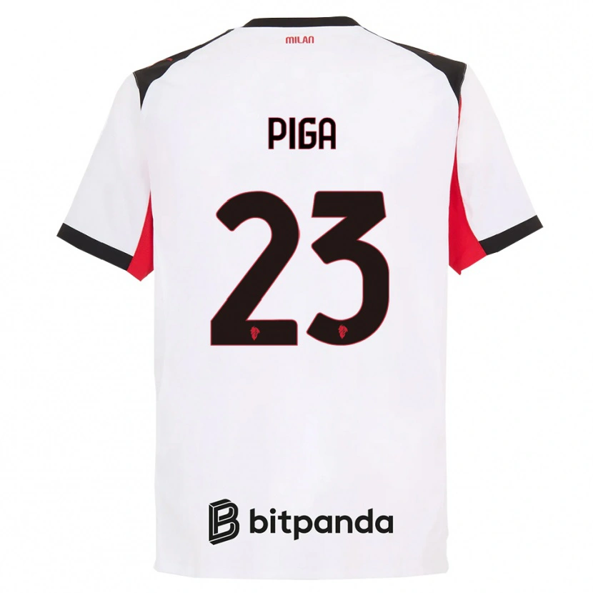 Danxen Bambino Maglia Julie Piga #23 Bianco Nero Kit Gara Away 2025/26 Maglietta