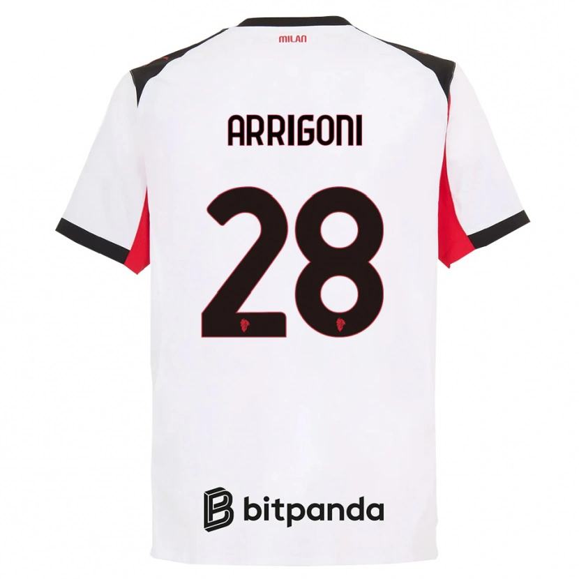 Danxen Bambino Maglia Giorgia Arrigoni #28 Bianco Nero Kit Gara Away 2025/26 Maglietta