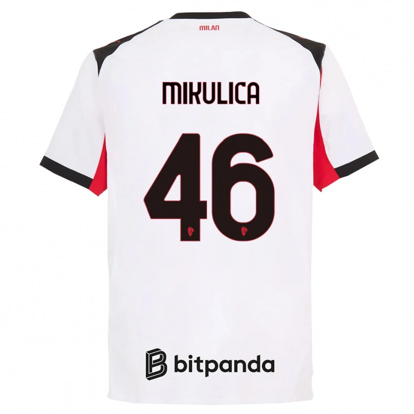 Danxen Bambino Maglia Petra Mikulica #46 Bianco Nero Kit Gara Away 2025/26 Maglietta