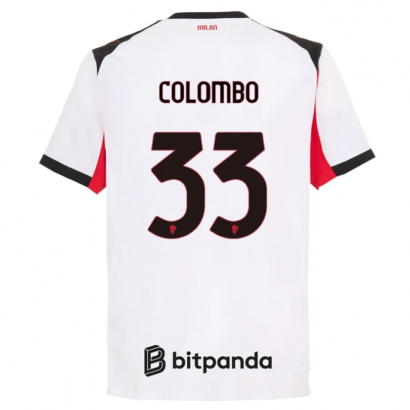 Danxen Bambino Maglia Federico Colombo #33 Bianco Nero Kit Gara Away 2025/26 Maglietta