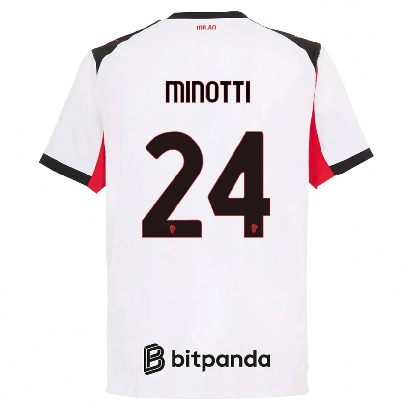 Danxen Bambino Maglia Gabriele Minotti #24 Bianco Nero Kit Gara Away 2025/26 Maglietta