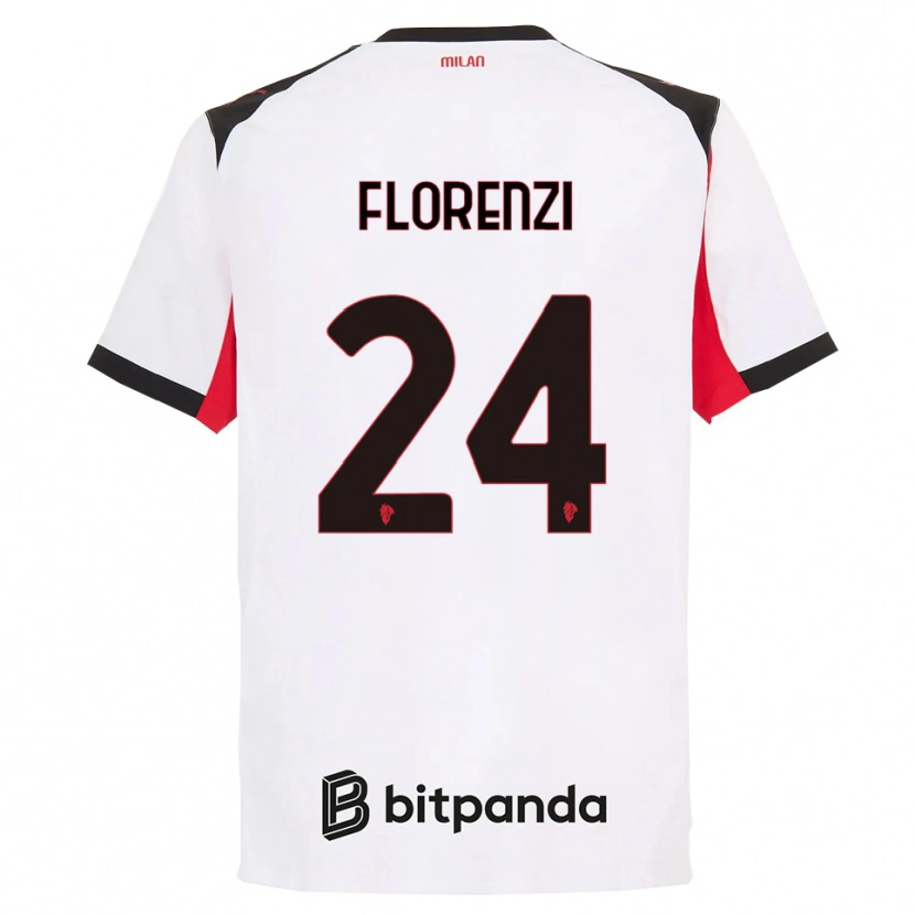 Danxen Bambino Maglia Alessandro Florenzi #24 Bianco Nero Kit Gara Away 2025/26 Maglietta
