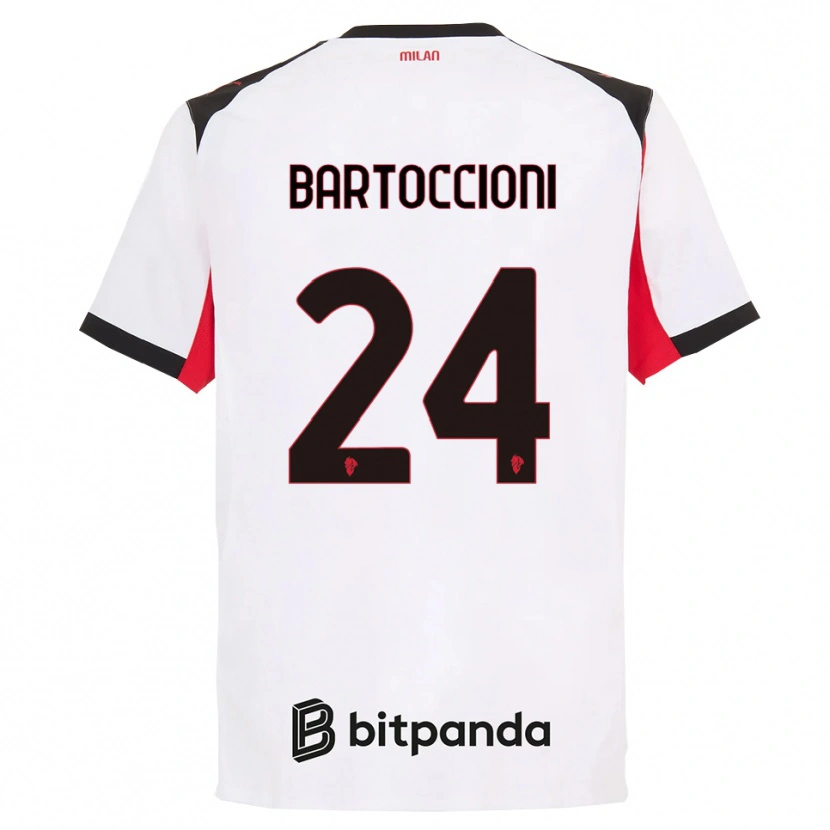 Danxen Bambino Maglia Andrea Bartoccioni #24 Bianco Nero Kit Gara Away 2025/26 Maglietta