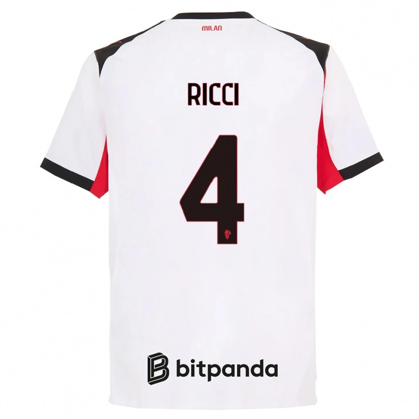 Danxen Bambino Maglia Samuele Ricci #4 Bianco Nero Kit Gara Away 2025/26 Maglietta