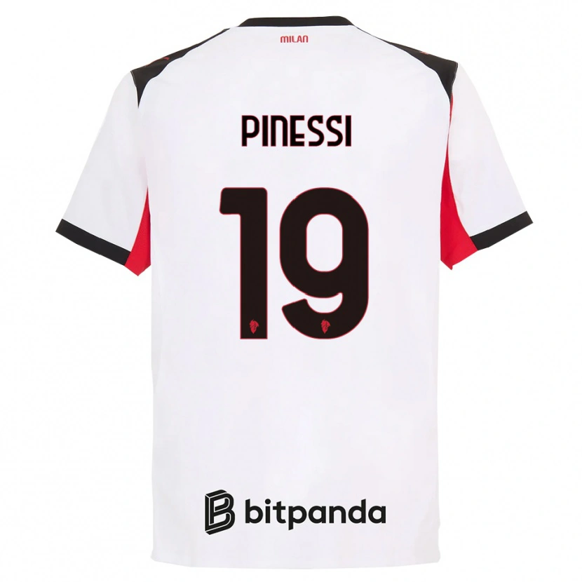 Danxen Bambino Maglia Riccardo Pinessi #19 Bianco Nero Kit Gara Away 2025/26 Maglietta