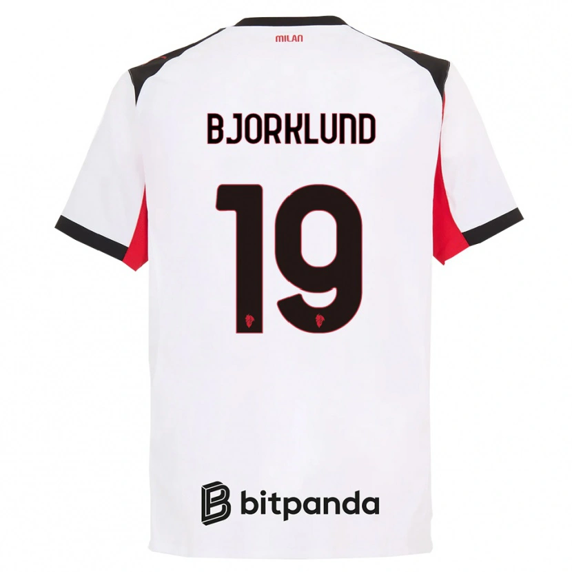 Danxen Bambino Maglia Lukas Bjorklund #19 Bianco Nero Kit Gara Away 2025/26 Maglietta