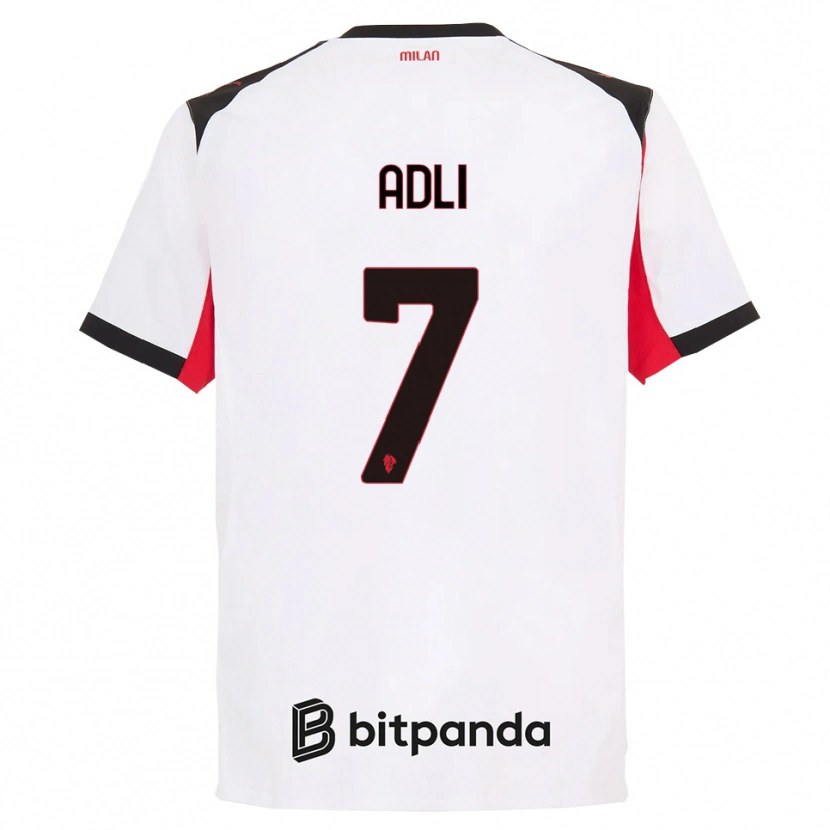 Danxen Bambino Maglia Yacine Adli #7 Bianco Nero Kit Gara Away 2025/26 Maglietta