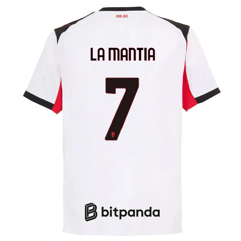 Danxen Bambino Maglia Simon La Mantia #7 Bianco Nero Kit Gara Away 2025/26 Maglietta