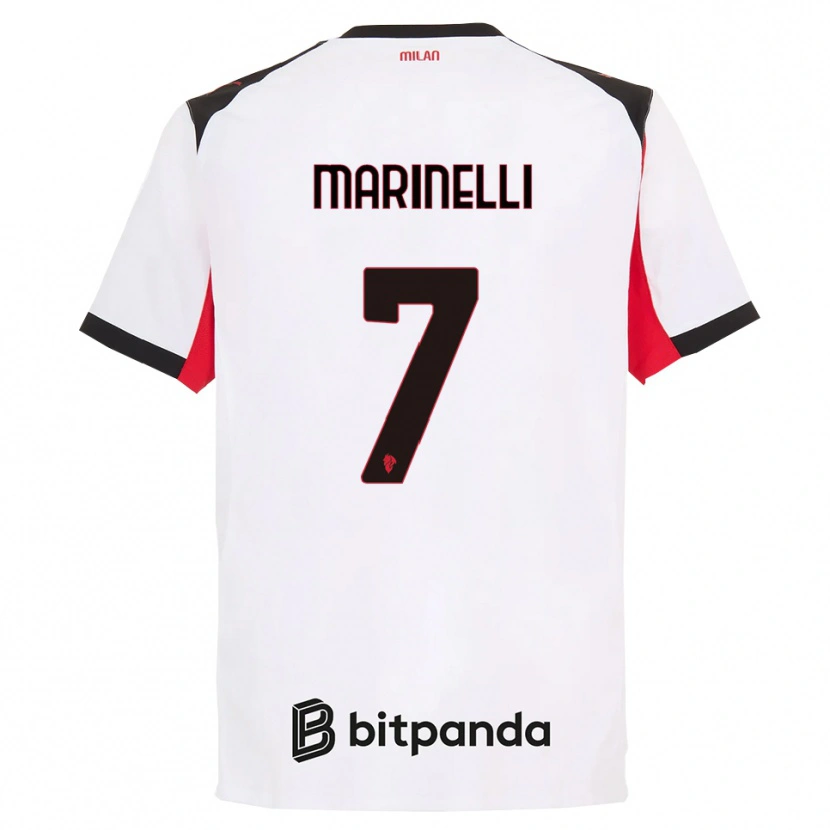 Danxen Bambino Maglia Gloria Marinelli #7 Bianco Nero Kit Gara Away 2025/26 Maglietta