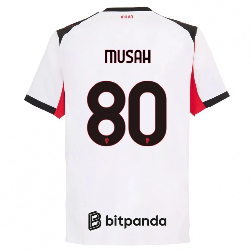 Danxen Bambino Maglia Yunus Musah #80 Bianco Nero Kit Gara Away 2025/26 Maglietta