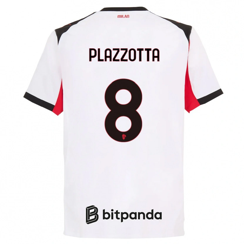 Danxen Bambino Maglia Filippo Plazzotta #8 Bianco Nero Kit Gara Away 2025/26 Maglietta
