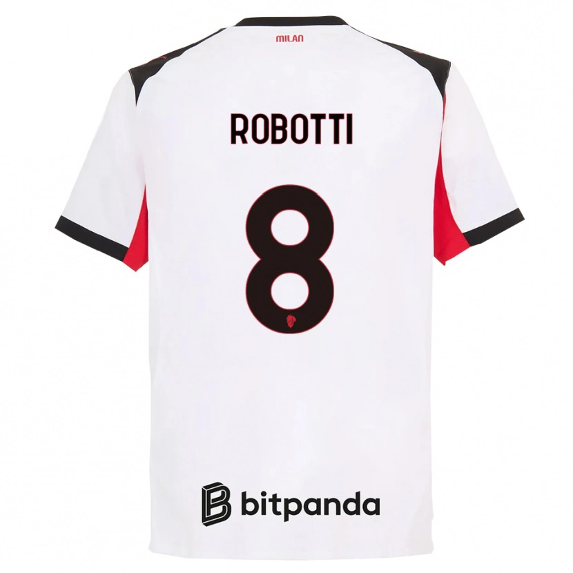 Danxen Bambino Maglia Giovanni Robotti #8 Bianco Nero Kit Gara Away 2025/26 Maglietta