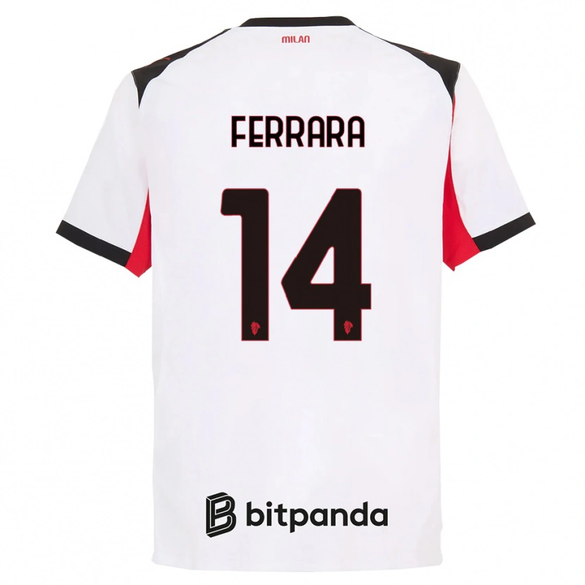 Danxen Bambino Maglia Francesco Ferrara #14 Bianco Nero Kit Gara Away 2025/26 Maglietta