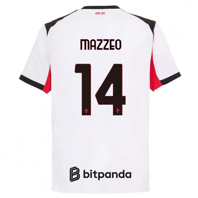 Danxen Bambino Maglia Kevin Mazzeo #14 Bianco Nero Kit Gara Away 2025/26 Maglietta