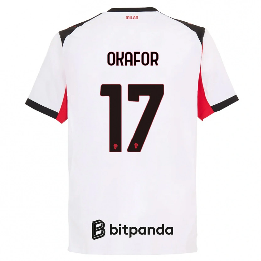 Danxen Bambino Maglia Noah Okafor #17 Bianco Nero Kit Gara Away 2025/26 Maglietta