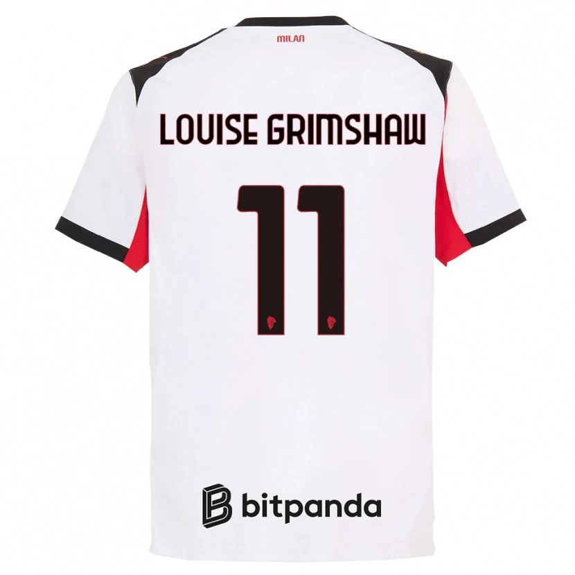 Danxen Bambino Maglia Christy Louise Grimshaw #11 Bianco Nero Kit Gara Away 2025/26 Maglietta