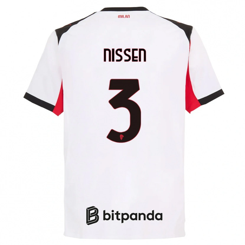Danxen Bambino Maglia Fredrik Nissen #3 Bianco Nero Kit Gara Away 2025/26 Maglietta
